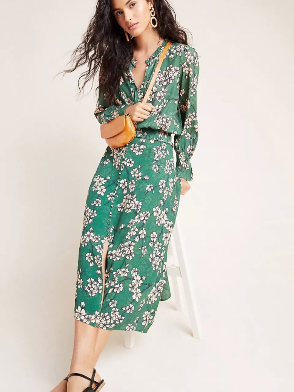 Anthropologie Kashel X Tristan Blouse Green & Beige Floral - 8